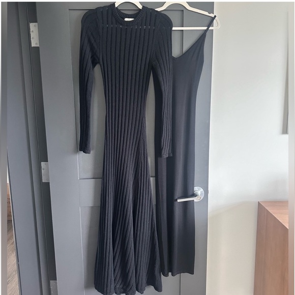 Dissh dress and slip XS black knitted long sleeve maxi midi - Picture 1 of 2